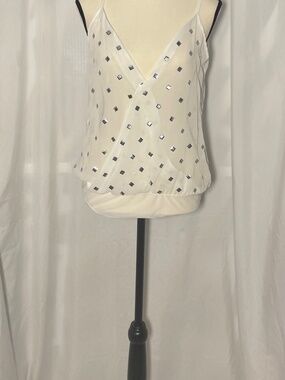 BodySuit - Sheer White with Silver Embellished